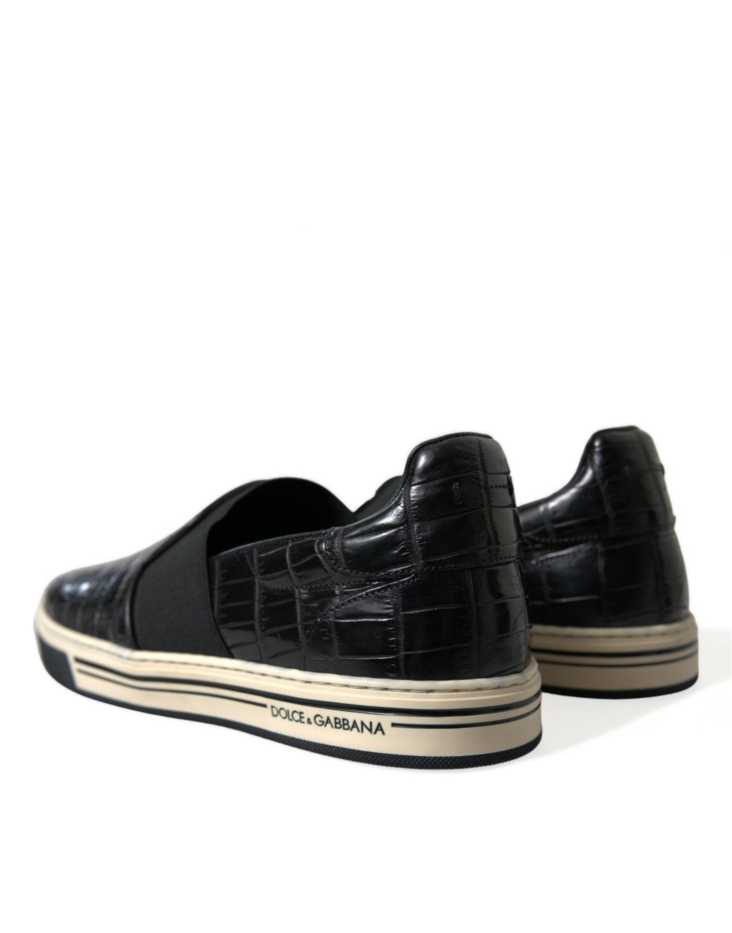 Dolce & Gabbana Black Croc Exotic Leather Sneakers Shoes - SMARTMARTNZ