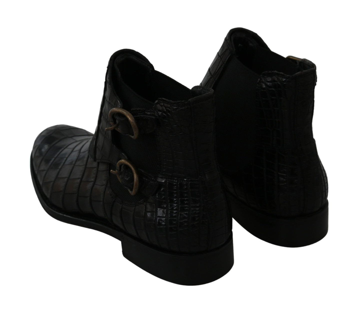 Dolce & Gabbana Black Crocodile Leather Derby Boots Shoes - SMARTMARTNZ