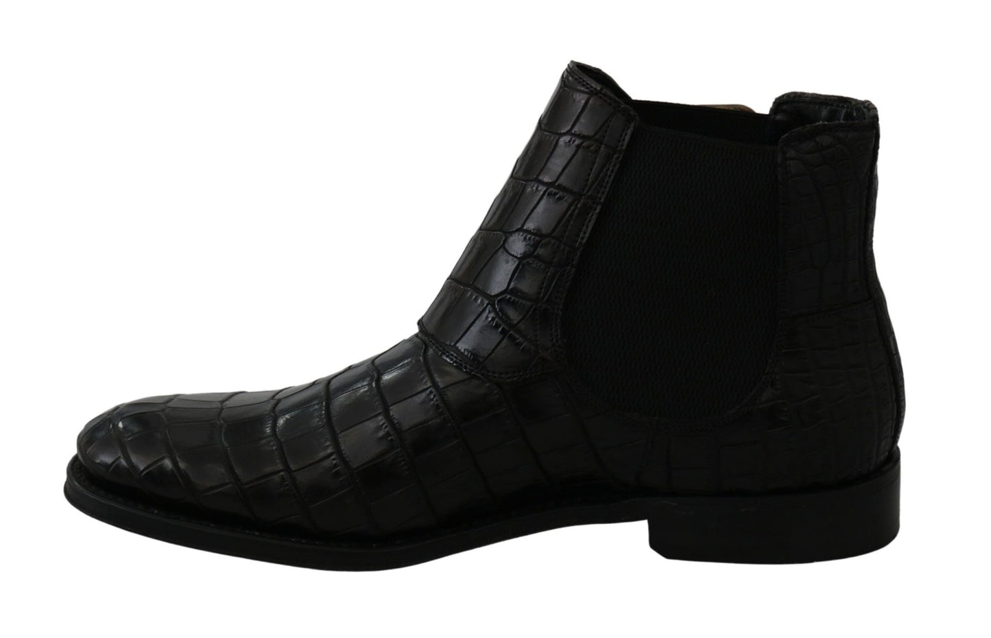 Dolce & Gabbana Black Crocodile Leather Derby Boots Shoes - SMARTMARTNZ