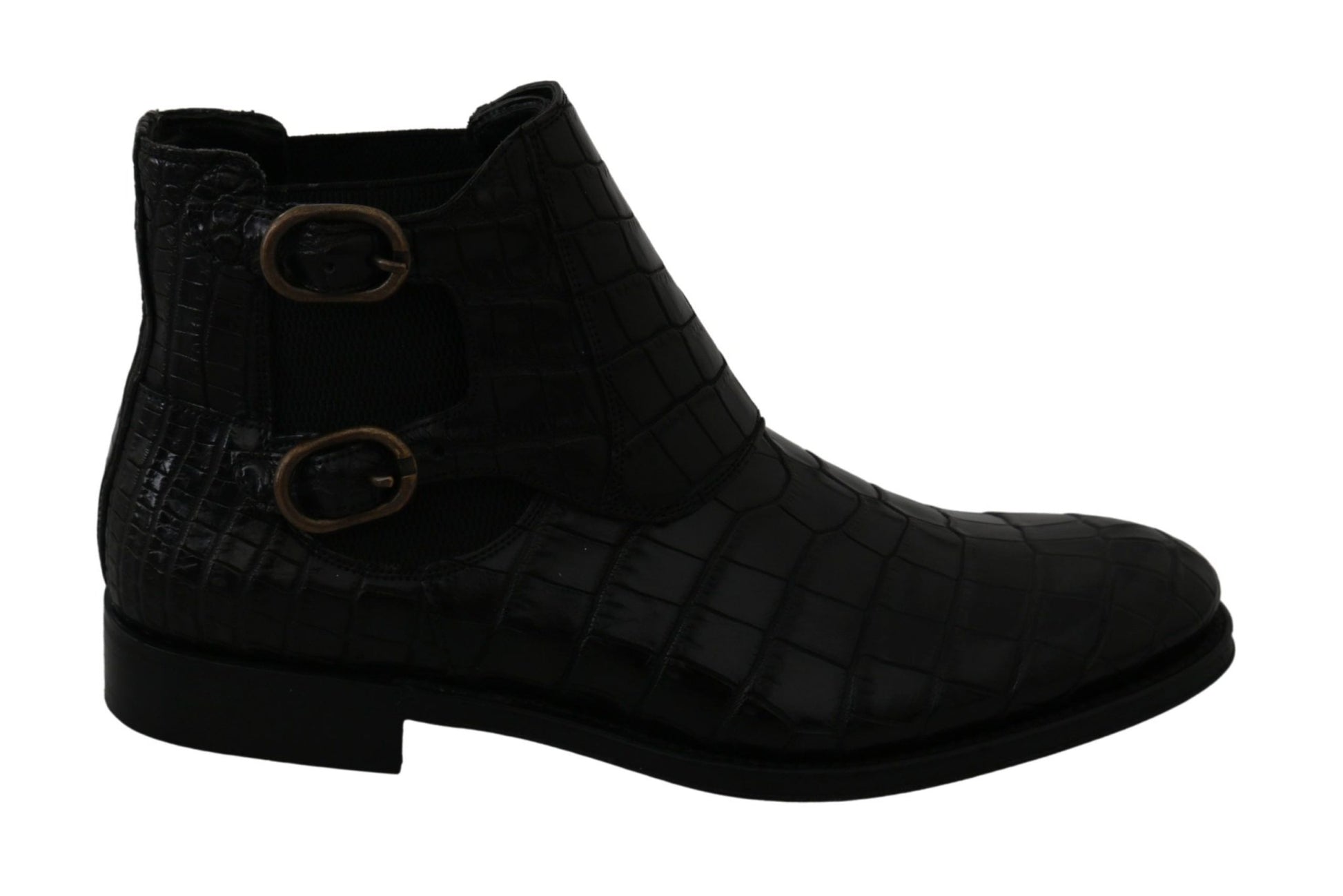 Dolce & Gabbana Black Crocodile Leather Derby Boots Shoes - SMARTMARTNZ