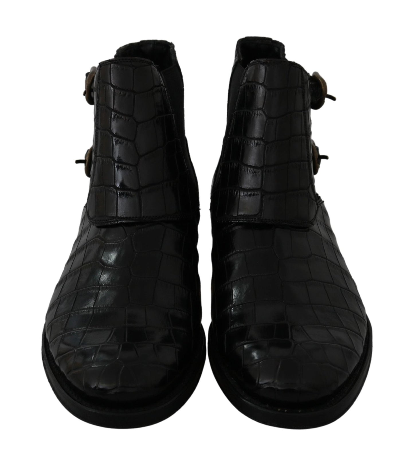 Dolce & Gabbana Black Crocodile Leather Derby Boots Shoes - SMARTMARTNZ