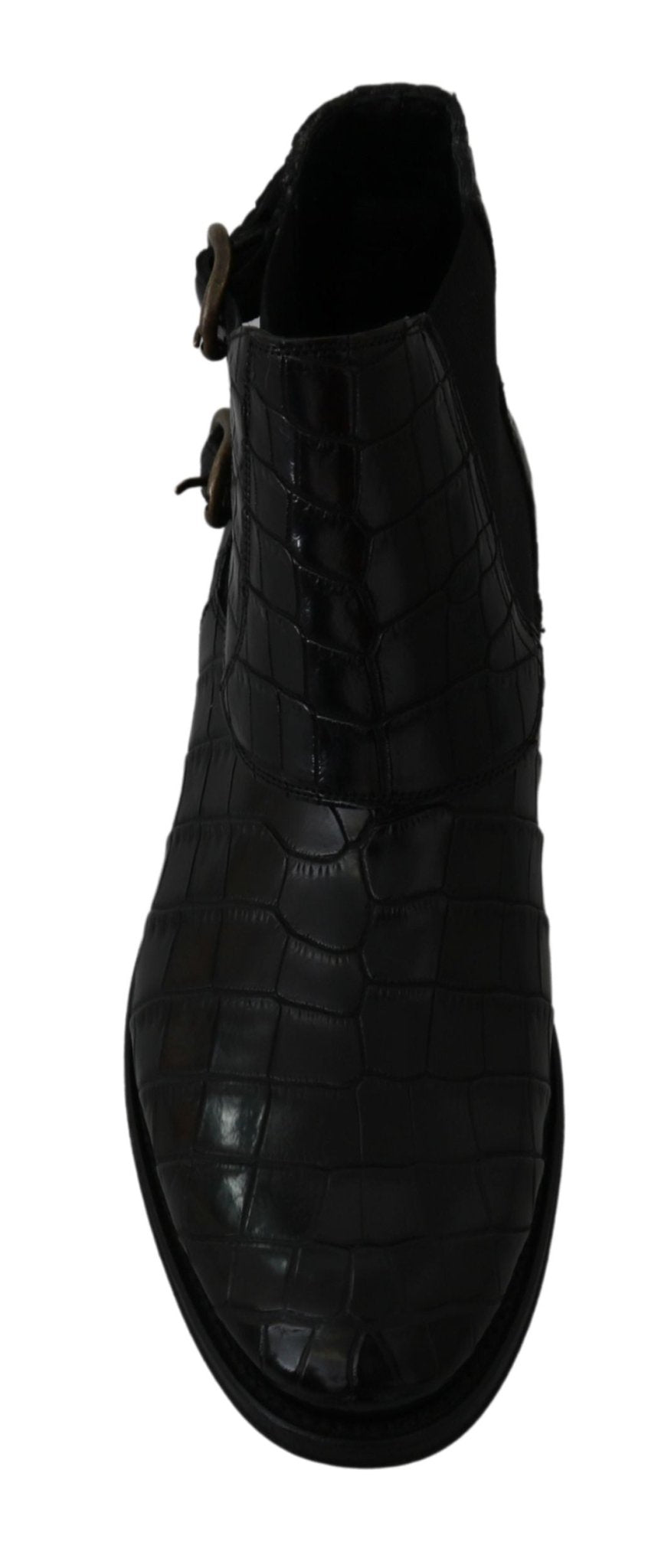 Dolce & Gabbana Black Crocodile Leather Derby Boots Shoes - SMARTMARTNZ