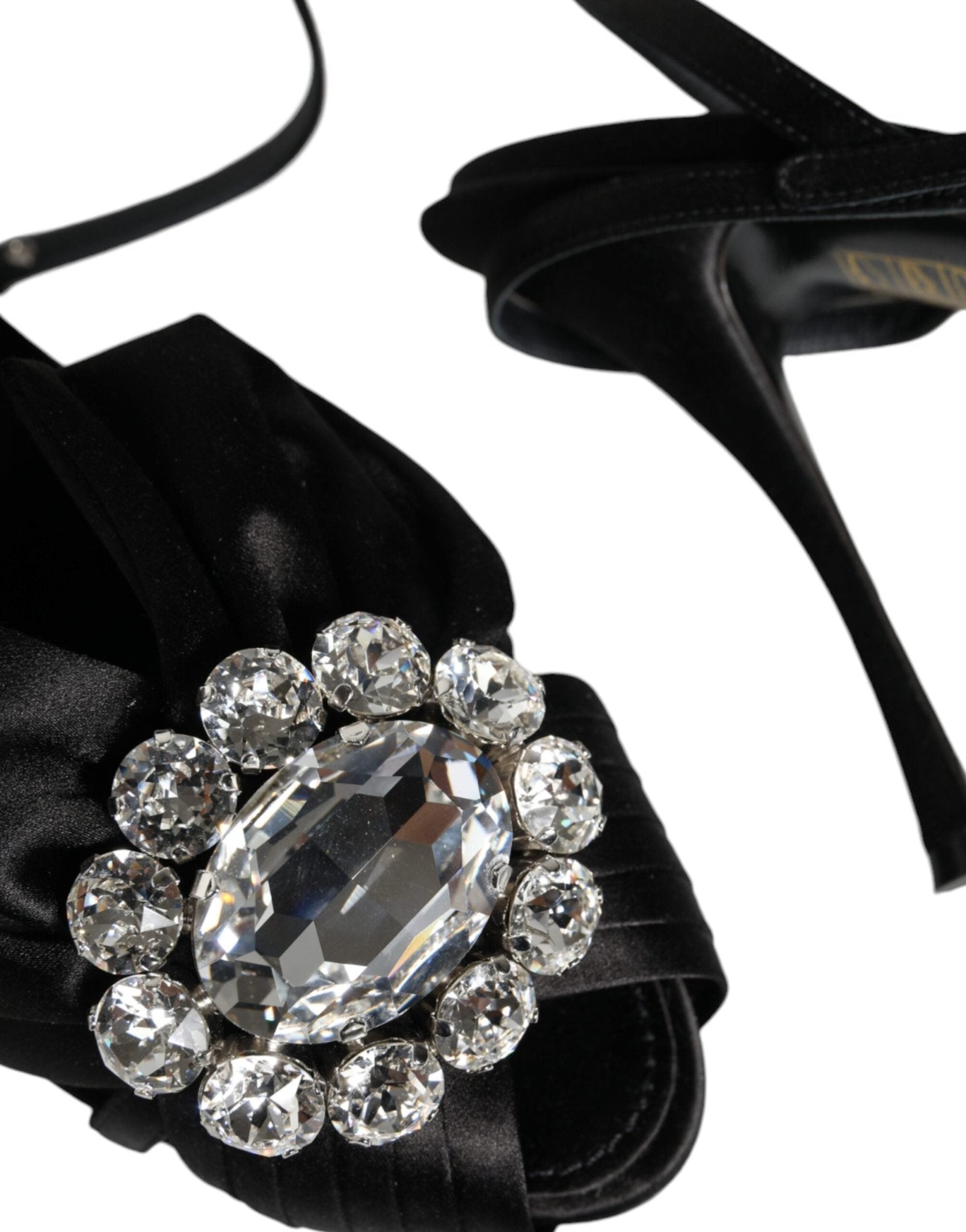 Dolce & Gabbana Black Crystal Ankle Strap Sandals Shoes - SMARTMARTNZ