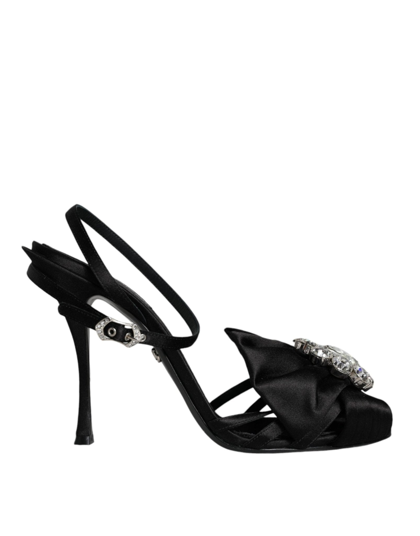 Dolce & Gabbana Black Crystal Ankle Strap Sandals Shoes - SMARTMARTNZ