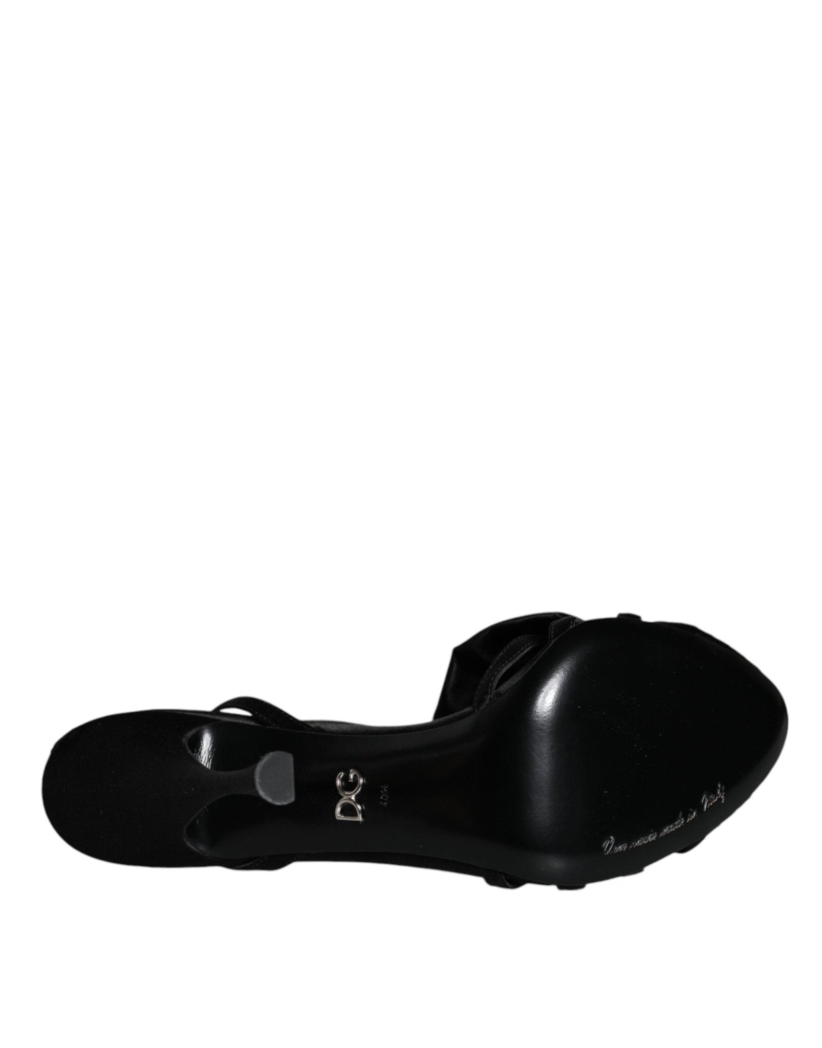 Dolce & Gabbana Black Crystal Ankle Strap Sandals Shoes - SMARTMARTNZ