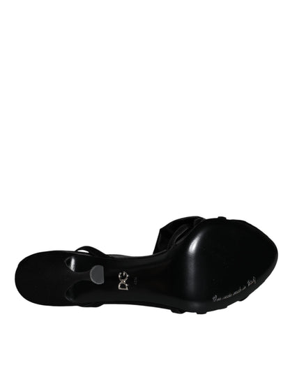 Dolce & Gabbana Black Crystal Ankle Strap Sandals Shoes - SMARTMARTNZ