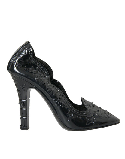 Dolce & Gabbana Black Crystal CINDERELLA Heels Pumps Shoes - SMARTMARTNZ