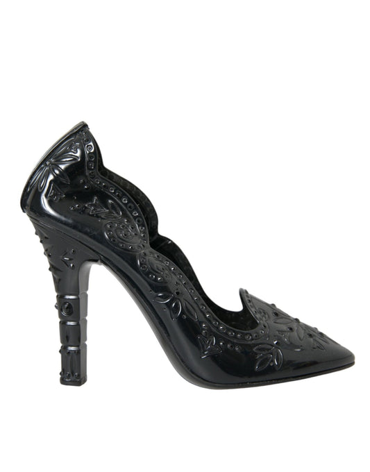 Dolce & Gabbana Black Crystal CINDERELLA Heels Pumps Shoes - SMARTMARTNZ