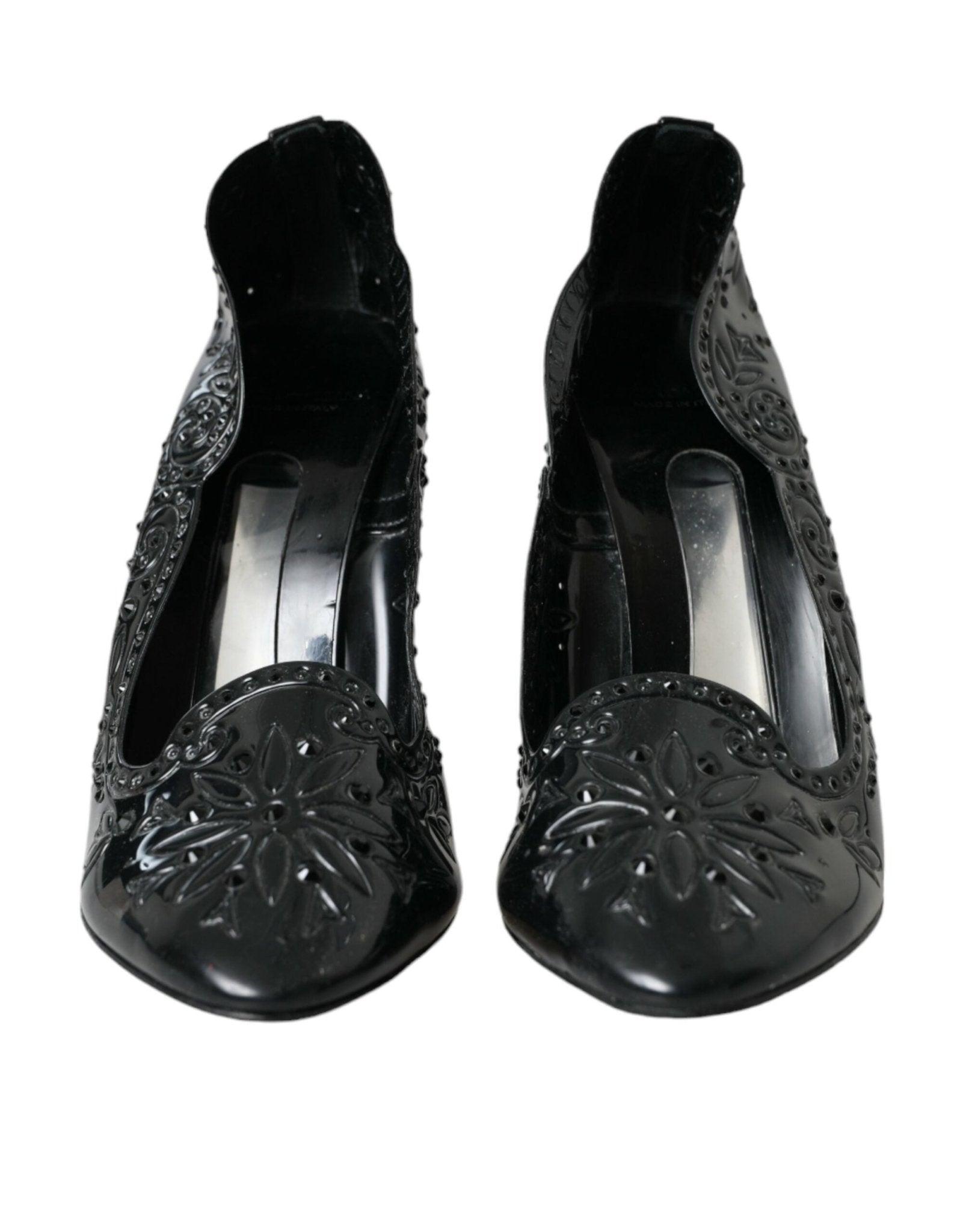 Dolce & Gabbana Black Crystal CINDERELLA Heels Pumps Shoes - SMARTMARTNZ