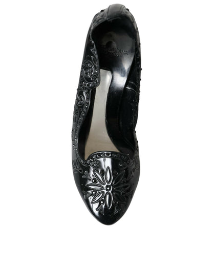 Dolce & Gabbana Black Crystal CINDERELLA Heels Pumps Shoes - SMARTMARTNZ
