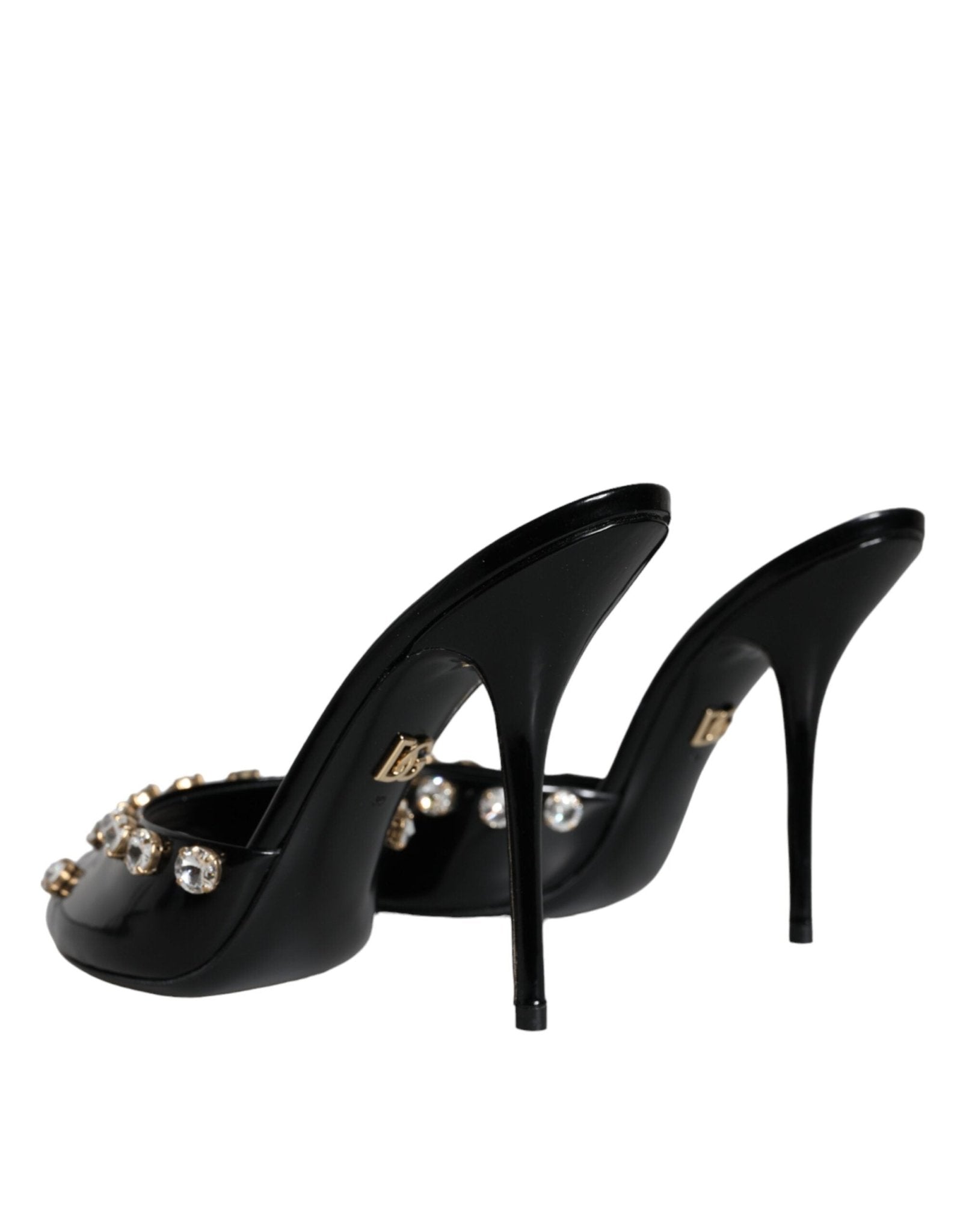 Dolce & Gabbana Black Crystal Heels Keira Sandals Shoes - SMARTMARTNZ