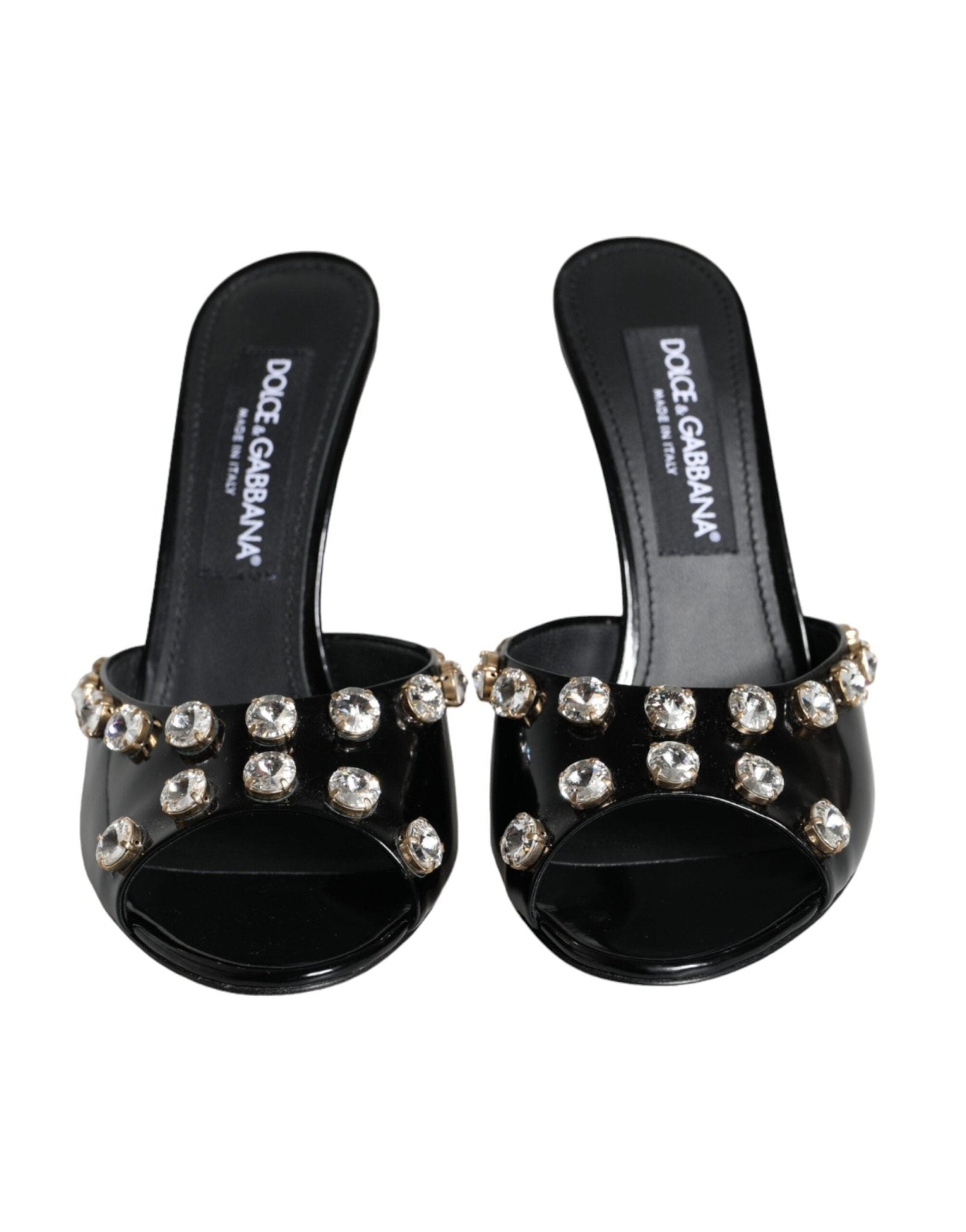 Dolce & Gabbana Black Crystal Heels Keira Sandals Shoes - SMARTMARTNZ