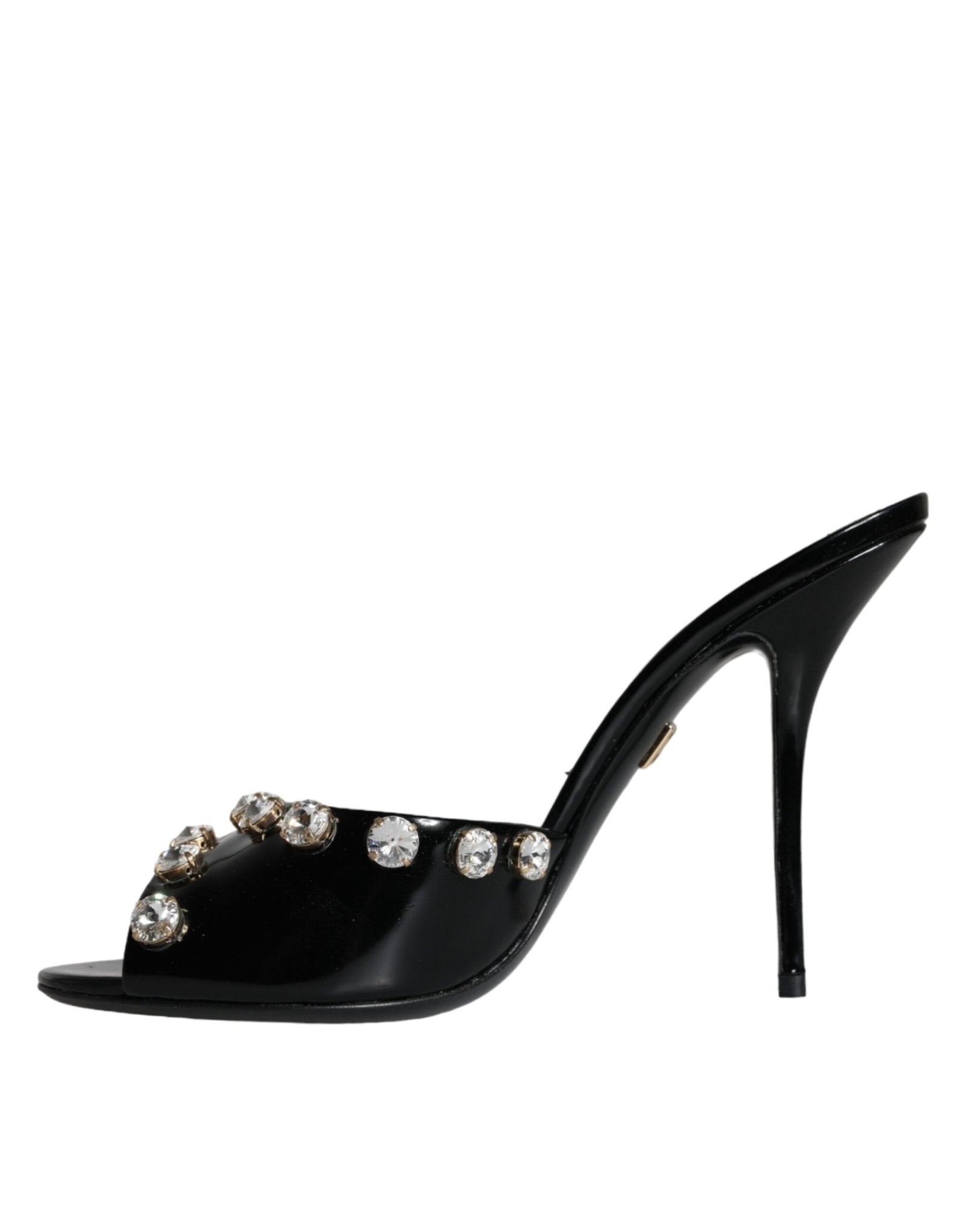 Dolce & Gabbana Black Crystal Heels Keira Sandals Shoes - SMARTMARTNZ