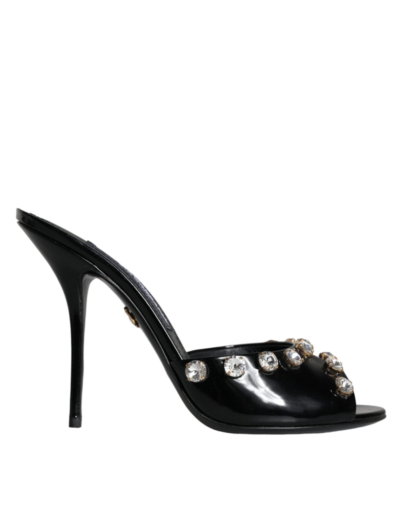 Dolce & Gabbana Black Crystal Heels Keira Sandals Shoes - SMARTMARTNZ