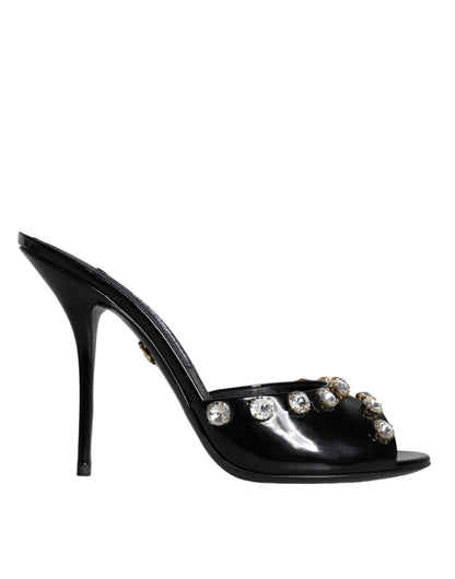 Dolce & Gabbana Black Crystal Heels Keira Sandals Shoes - SMARTMARTNZ