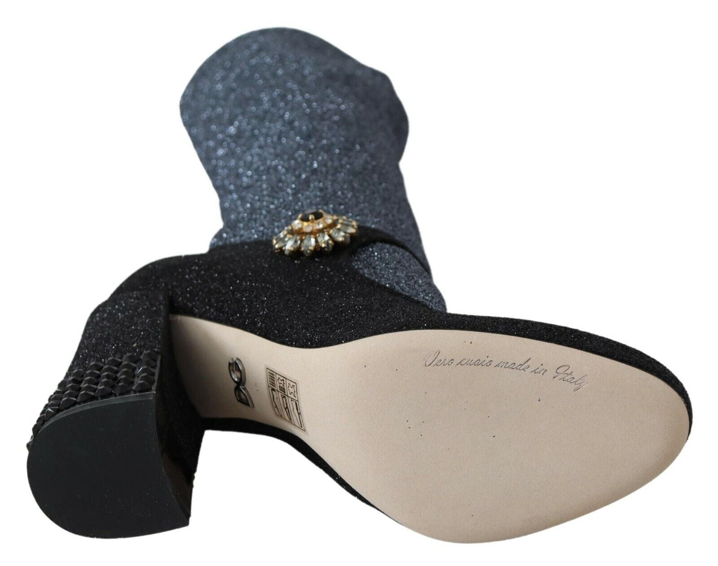 Dolce & Gabbana Black Crystal Mary Janes Booties Shoes - SMARTMARTNZ