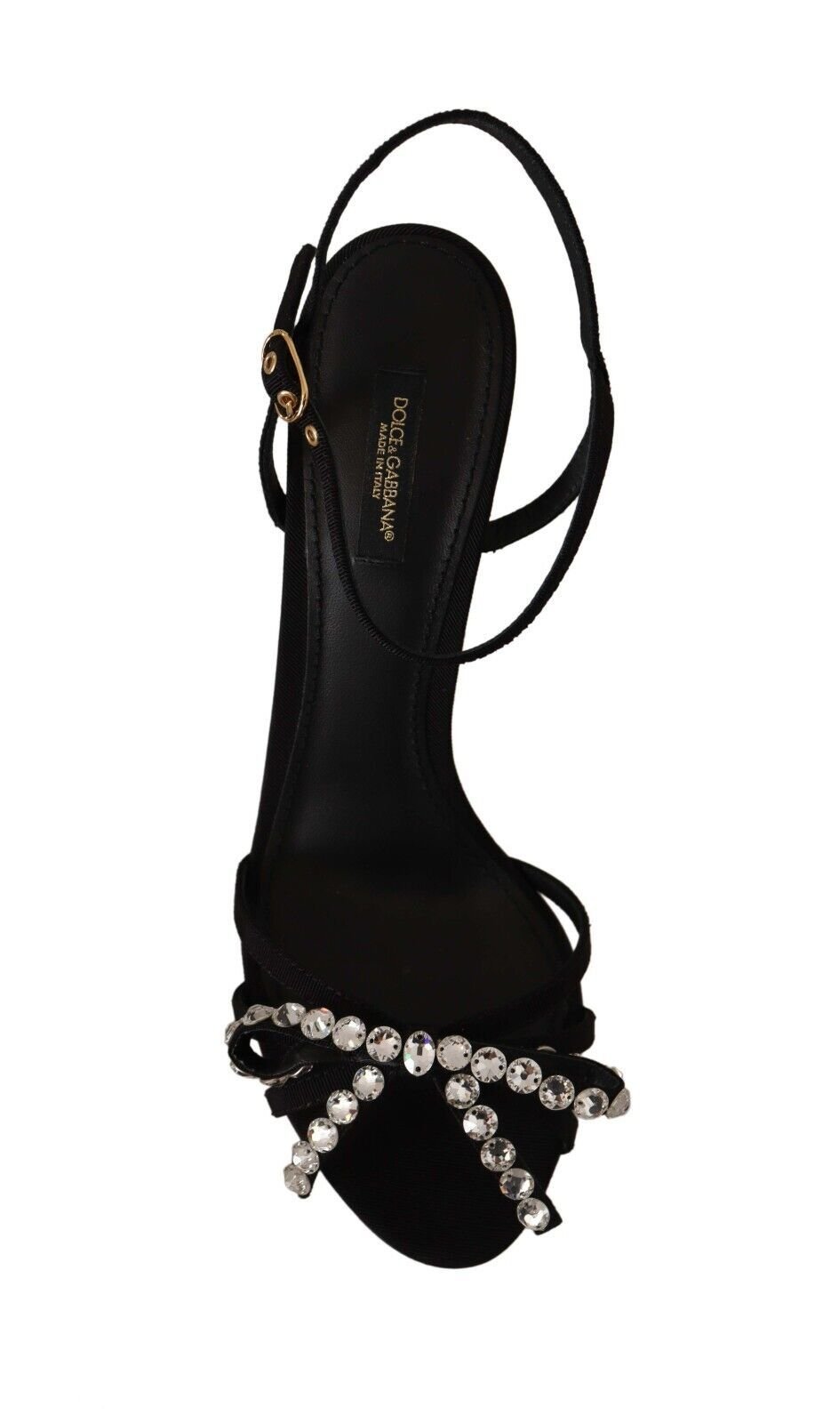 Dolce & Gabbana Black Crystals Ankle Strap Heels Sandals Shoes - SMARTMARTNZ