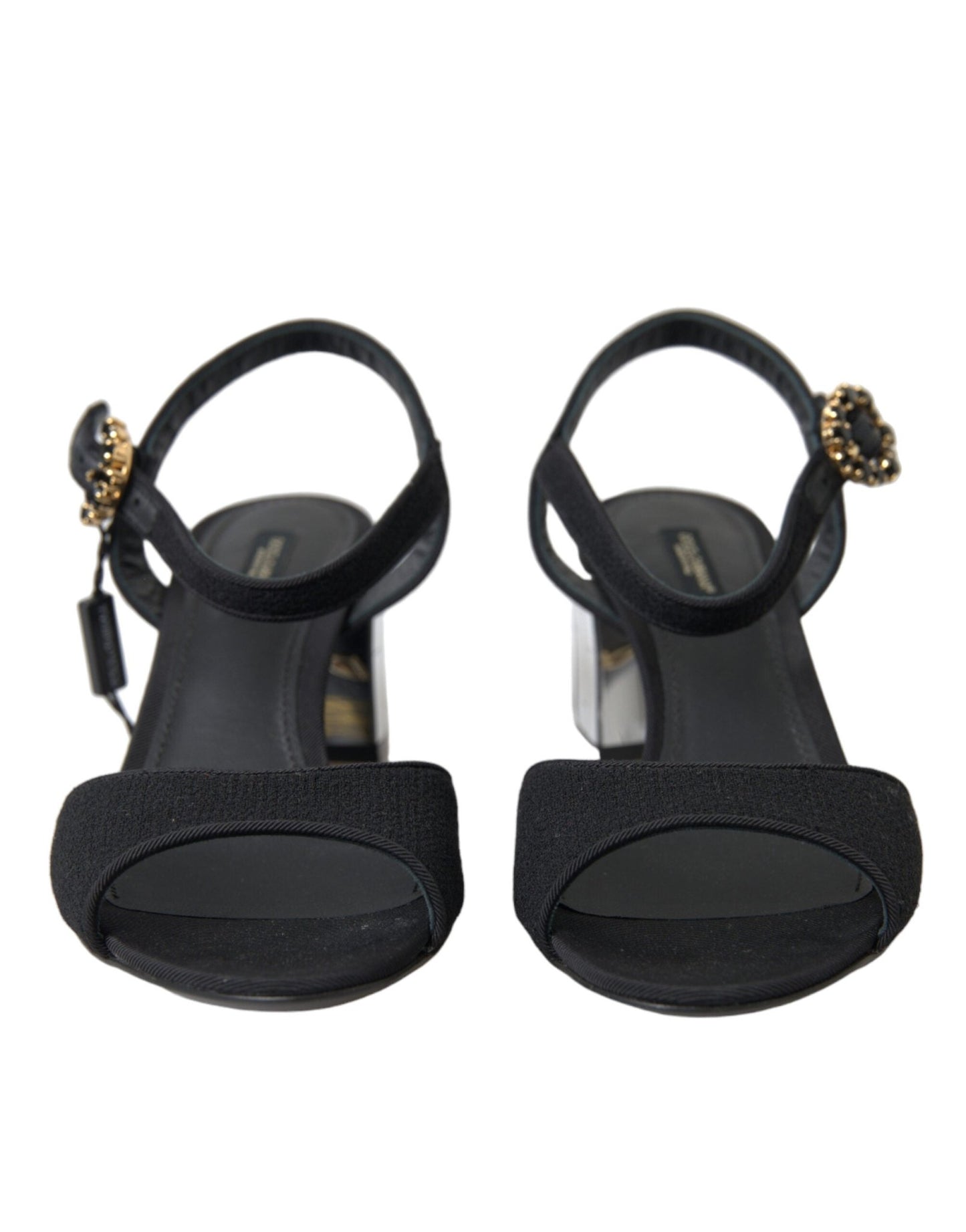 Dolce & Gabbana Black Crystals Ankle Strap Sandals Shoes - SMARTMARTNZ