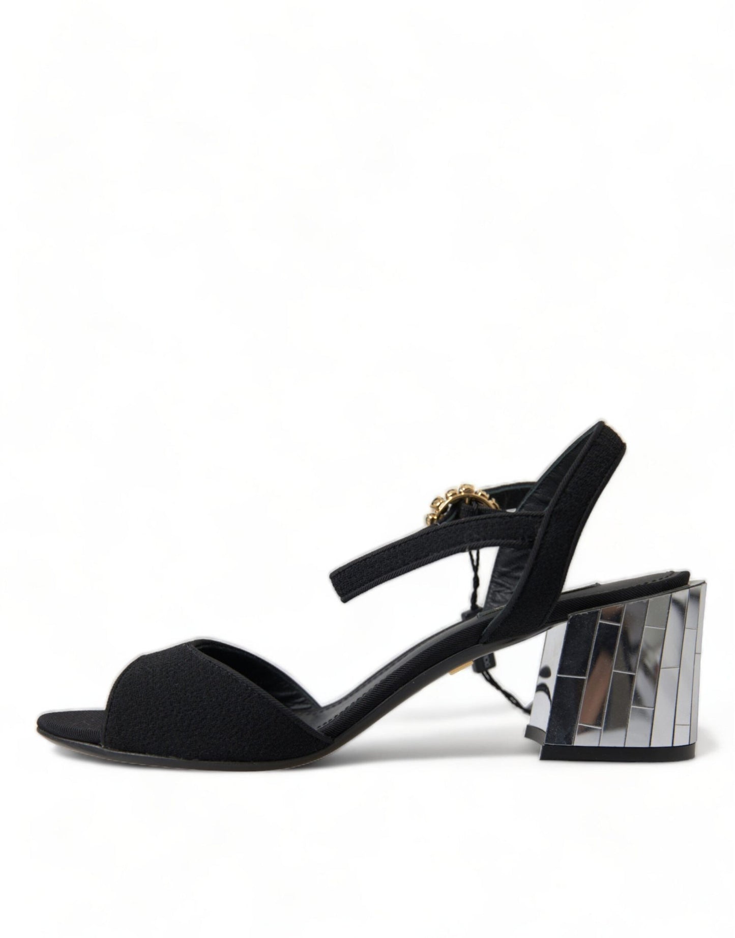 Dolce & Gabbana Black Crystals Ankle Strap Sandals Shoes - SMARTMARTNZ