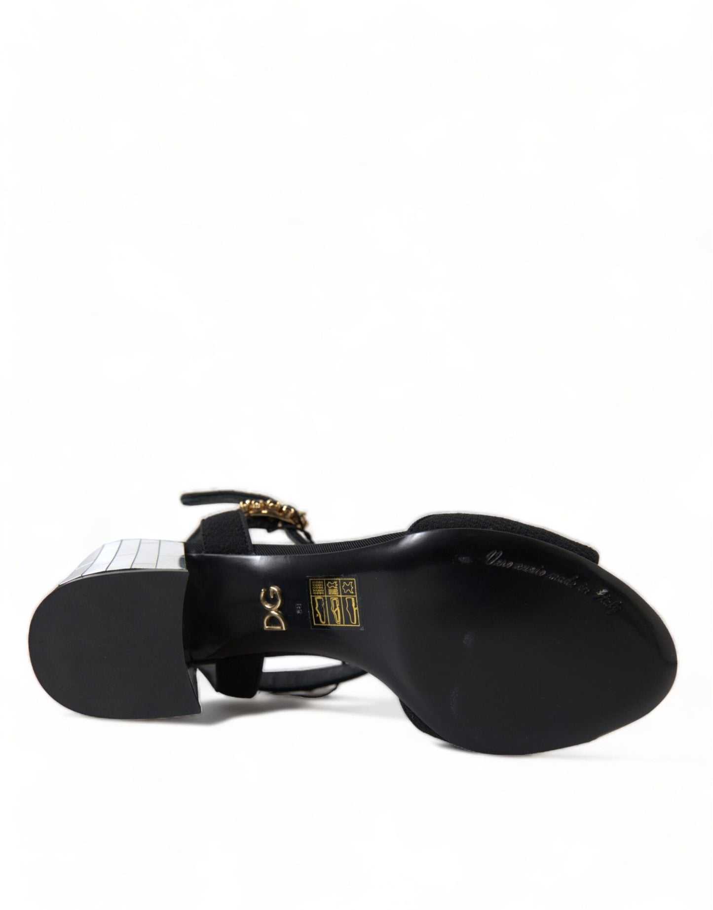 Dolce & Gabbana Black Crystals Ankle Strap Sandals Shoes - SMARTMARTNZ