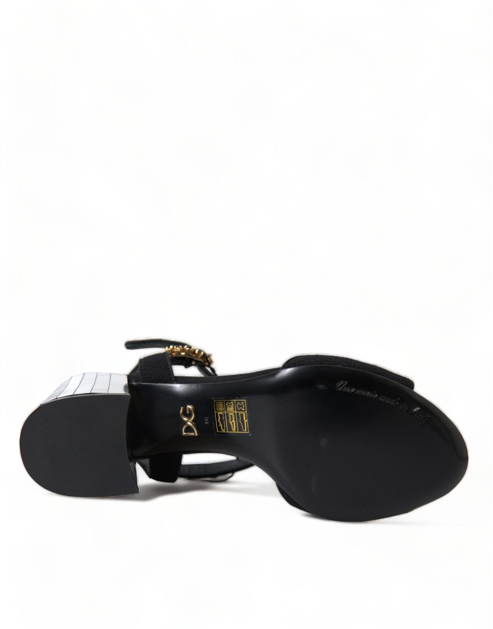 Dolce & Gabbana Black Crystals Ankle Strap Sandals Shoes - SMARTMARTNZ