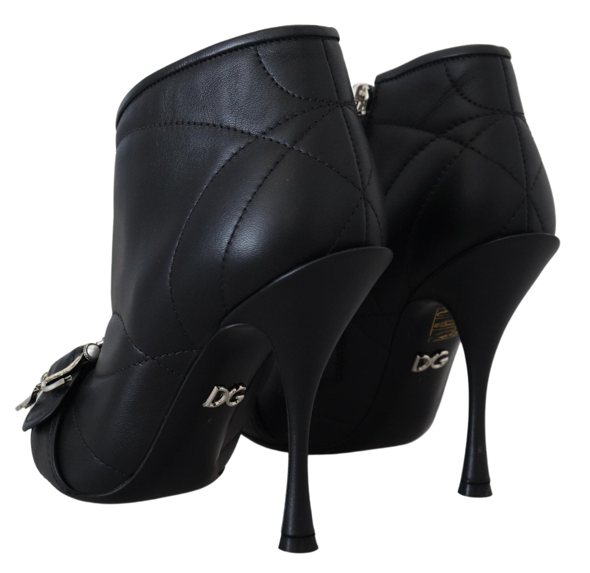 Dolce & Gabbana Black Devotion Quilted Buckled Ankle Boots Shoes - SMARTMARTNZ