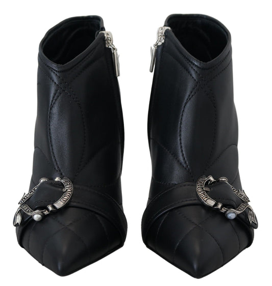 Dolce & Gabbana Black Devotion Quilted Buckled Ankle Boots Shoes - SMARTMARTNZ