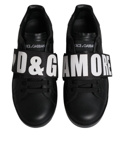 Dolce & Gabbana Black D&G AMORE Low Top Sneakers Shoes - SMARTMARTNZ