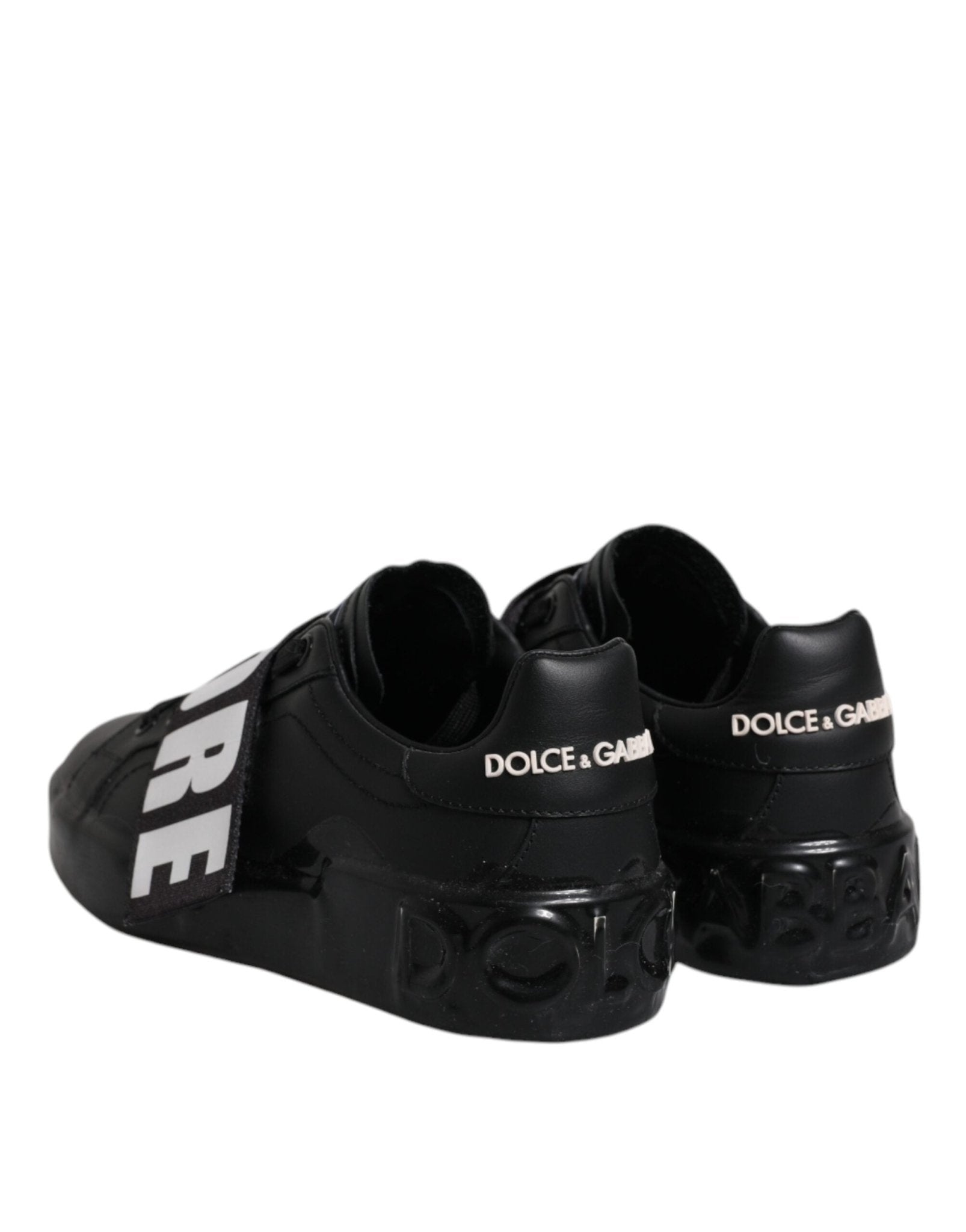Dolce & Gabbana Black D&G AMORE Low Top Sneakers Shoes - SMARTMARTNZ