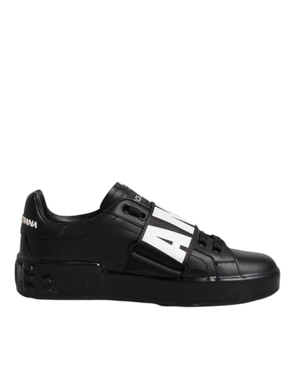 Dolce & Gabbana Black D&G AMORE Low Top Sneakers Shoes - SMARTMARTNZ