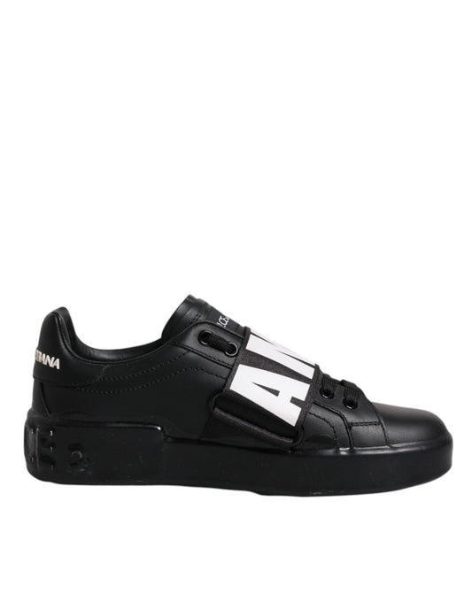 Dolce & Gabbana Black D&G AMORE Low Top Sneakers Shoes - SMARTMARTNZ