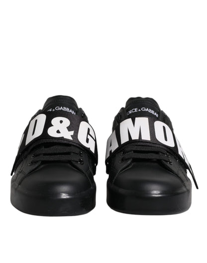 Dolce & Gabbana Black D&G AMORE Low Top Sneakers Shoes - SMARTMARTNZ