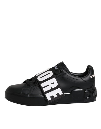 Dolce & Gabbana Black D&G AMORE Low Top Sneakers Shoes - SMARTMARTNZ