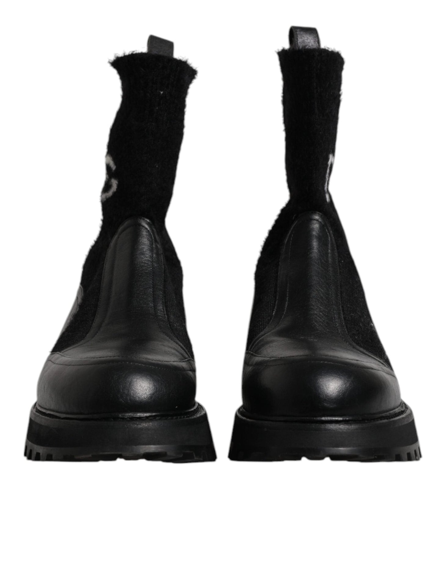 Dolce & Gabbana Black DG Logo Horse Sock Ankle Boots Shoes - SMARTMARTNZ