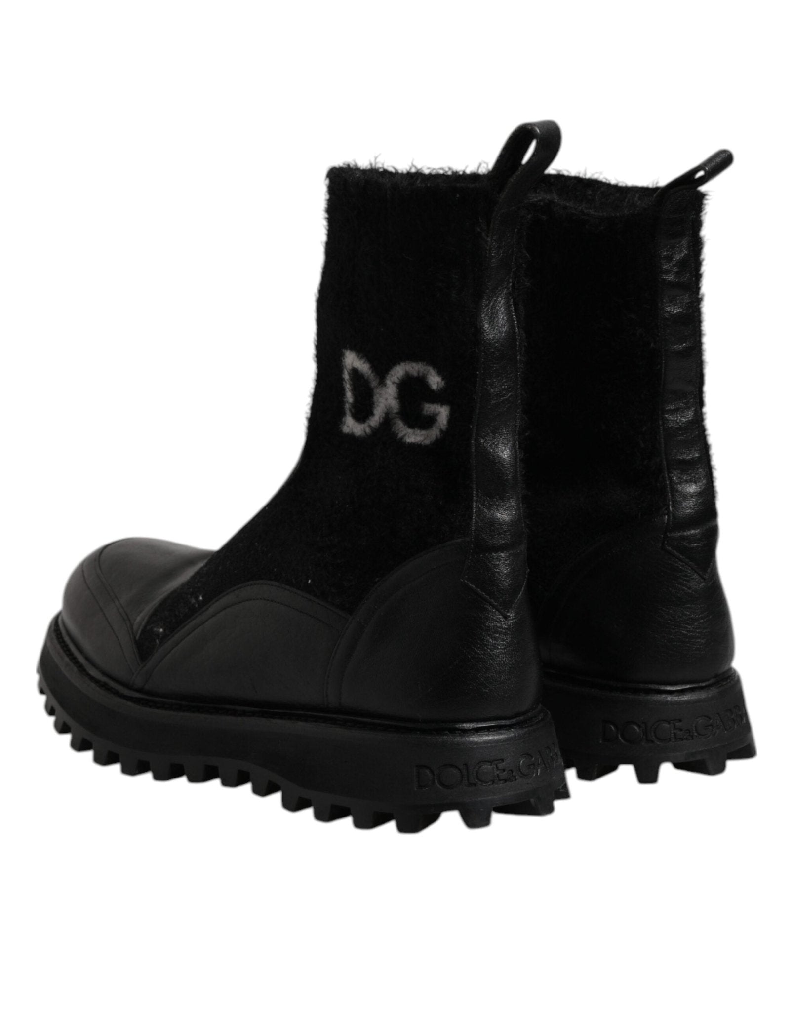 Dolce & Gabbana Black DG Logo Horse Sock Ankle Boots Shoes - SMARTMARTNZ