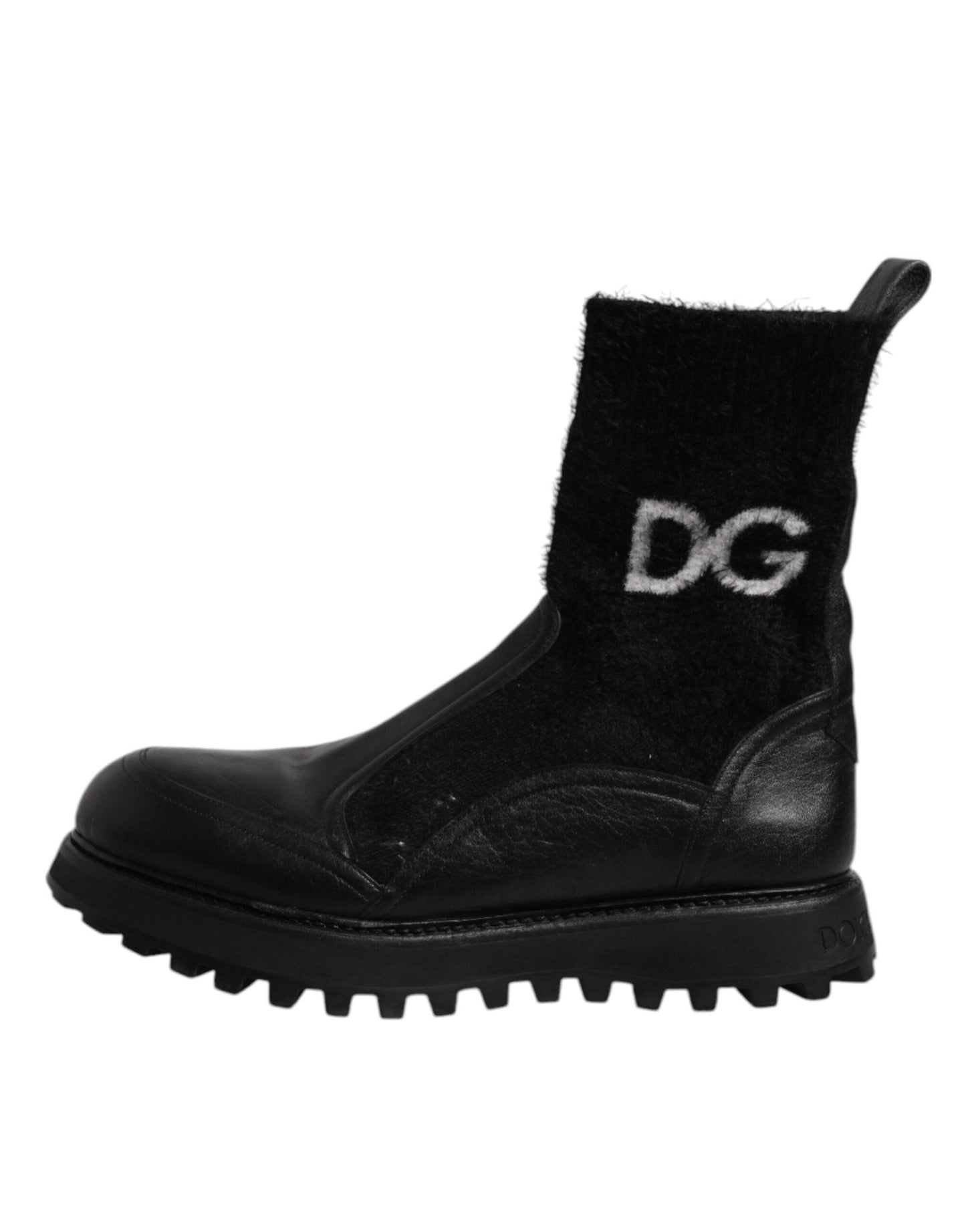 Dolce & Gabbana Black DG Logo Horse Sock Ankle Boots Shoes - SMARTMARTNZ