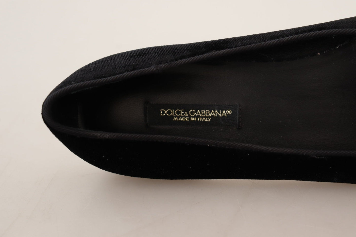 Dolce & Gabbana Black DG Sacred Heart Patch Slip On Flat Shoes - SMARTMARTNZ