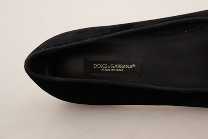 Dolce & Gabbana Black DG Sacred Heart Patch Slip On Flat Shoes - SMARTMARTNZ