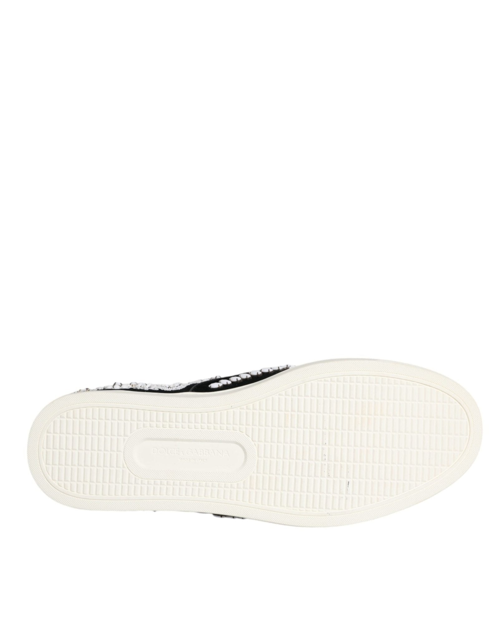 Dolce & Gabbana Black Embellished London Men Slip On Shoes - SMARTMARTNZ