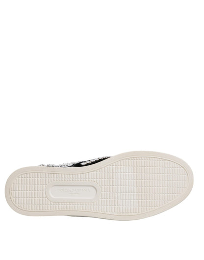 Dolce & Gabbana Black Embellished London Men Slip On Shoes - SMARTMARTNZ