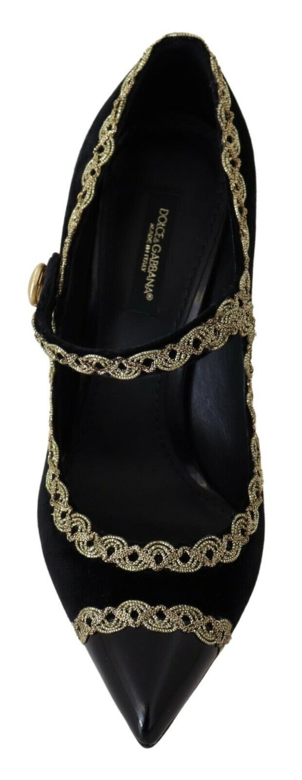 Dolce & Gabbana Black Embellished Velvet Mary Jane Pumps Shoes - SMARTMARTNZ