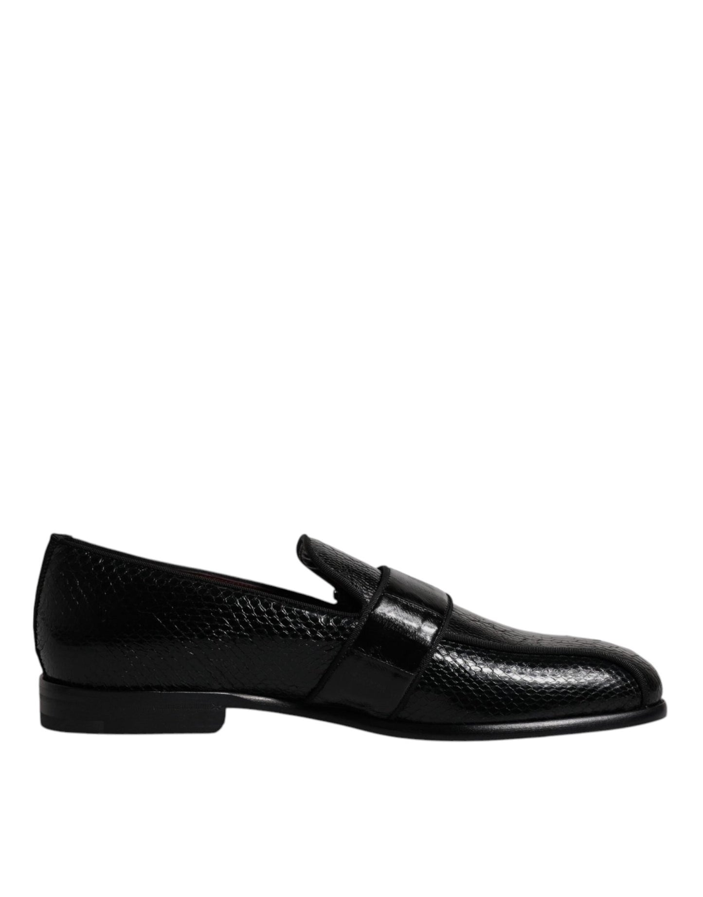 Dolce & Gabbana Black Exotic Leather DG Logo Loafers Formal Dress Shoes - SMARTMARTNZ