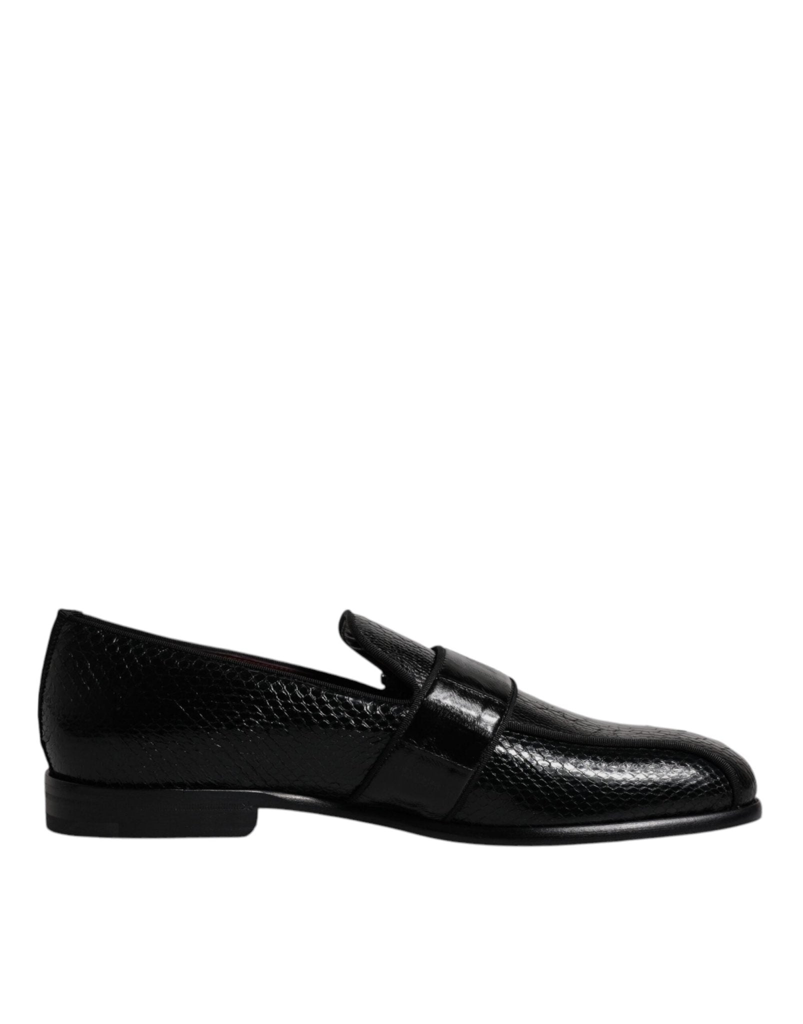 Dolce & Gabbana Black Exotic Leather DG Logo Loafers Formal Dress Shoes - SMARTMARTNZ