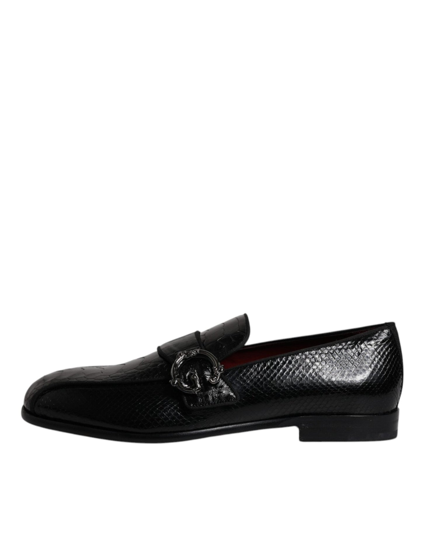 Dolce & Gabbana Black Exotic Leather DG Logo Loafers Formal Dress Shoes - SMARTMARTNZ