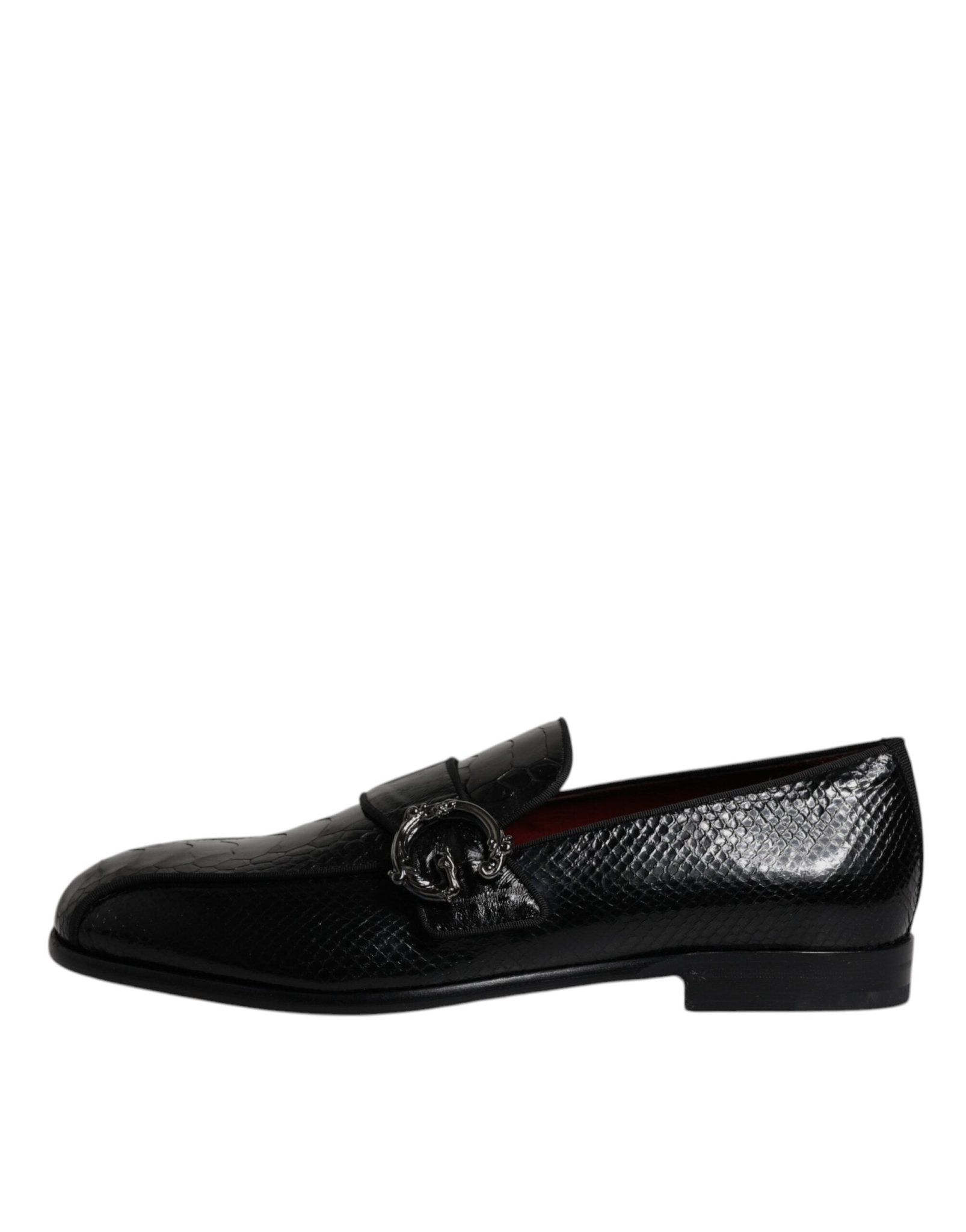 Dolce & Gabbana Black Exotic Leather DG Logo Loafers Formal Dress Shoes - SMARTMARTNZ
