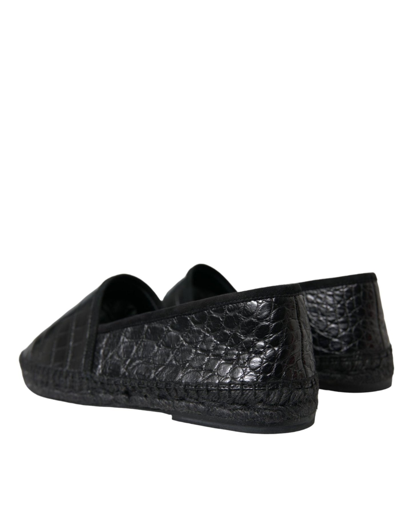 Dolce & Gabbana Black Exotic Leather Espadrilles Slip On Shoes - SMARTMARTNZ