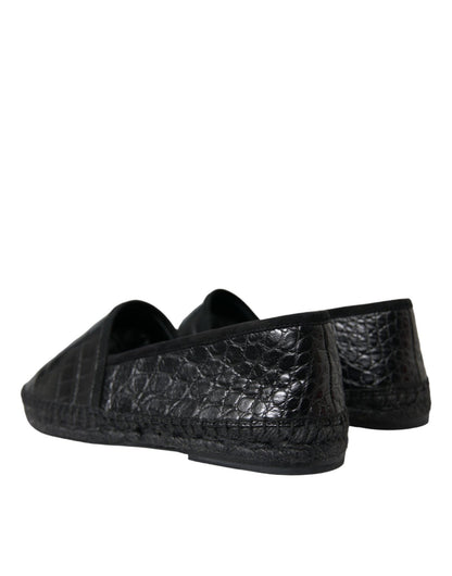 Dolce & Gabbana Black Exotic Leather Espadrilles Slip On Shoes - SMARTMARTNZ
