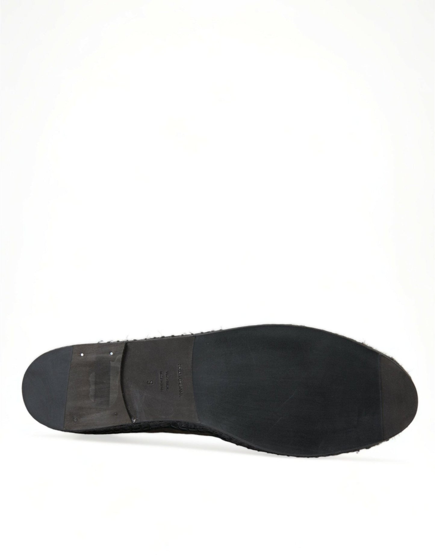 Dolce & Gabbana Black Exotic Leather Espadrilles Slip On Shoes - SMARTMARTNZ
