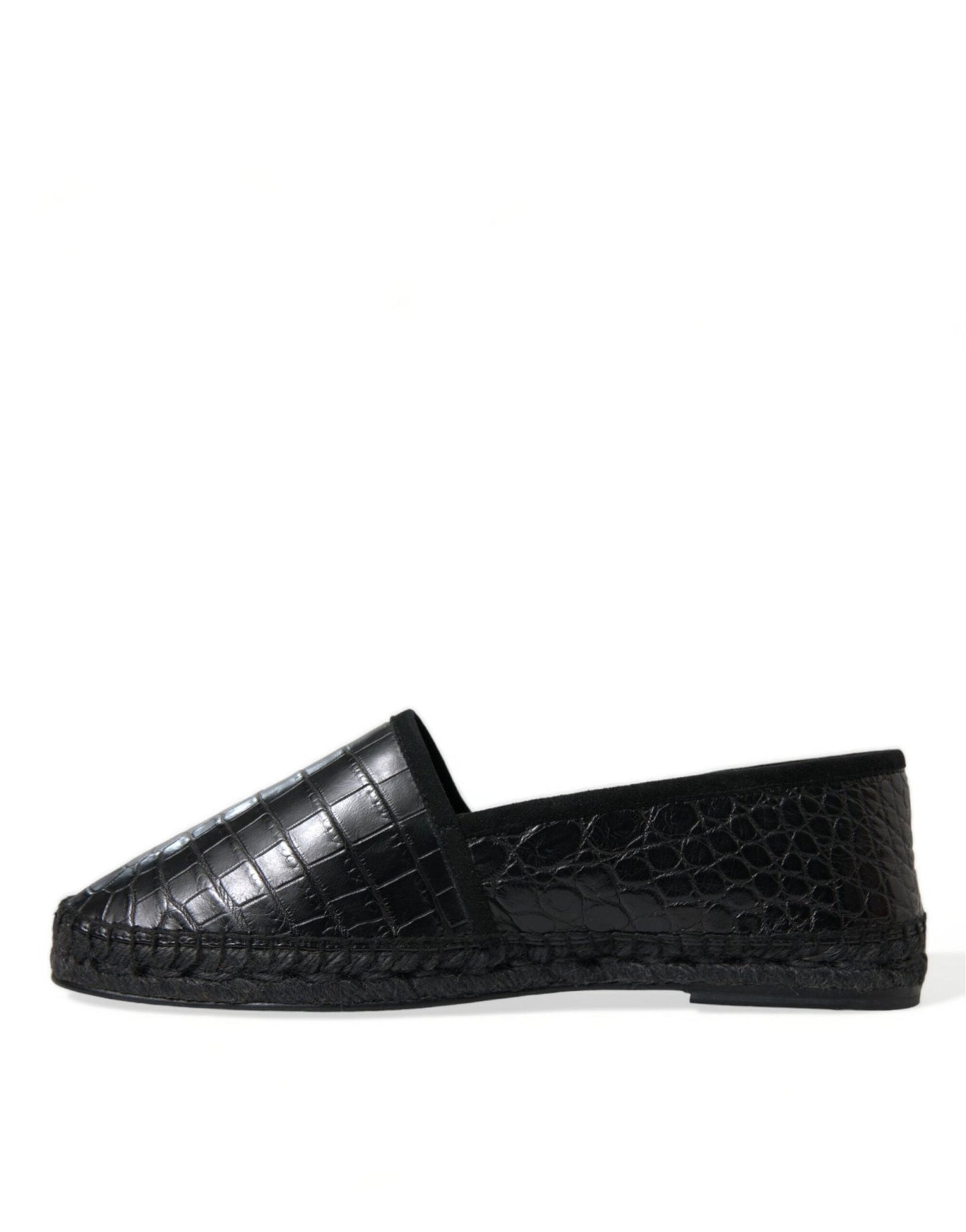 Dolce & Gabbana Black Exotic Leather Espadrilles Slip On Shoes - SMARTMARTNZ