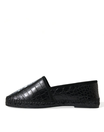Dolce & Gabbana Black Exotic Leather Espadrilles Slip On Shoes - SMARTMARTNZ